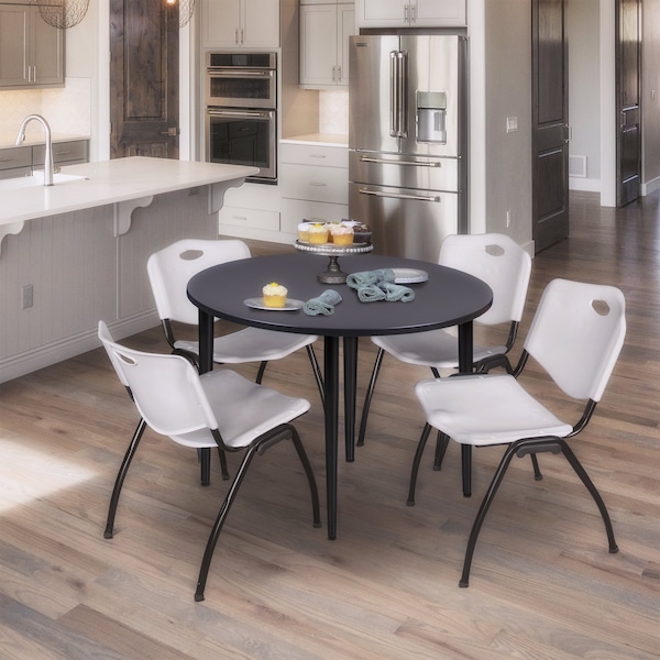 Regency Kahlo Round Table & Chair Sets, 48 W, 48 L, 29 H, Wood, Metal, Plastic Top, Grey TPL48RNDGYBK47GY - main